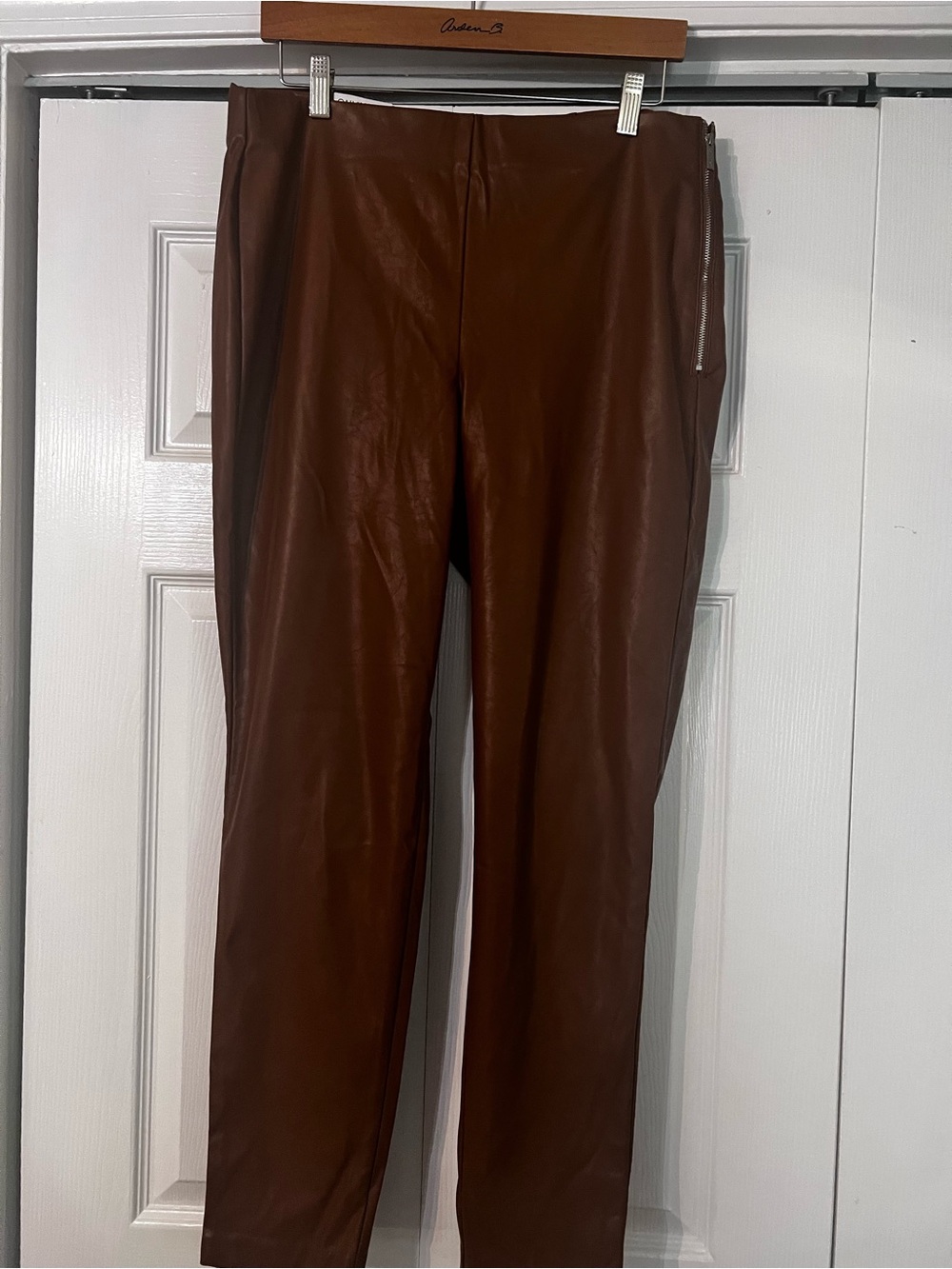 Calvin Klein Brown Vegan Leather Pants